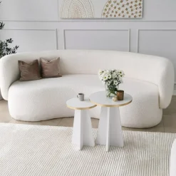 Mushroom sidobordset Ø30/40 cm - Guld/vit