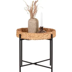 Naro sidobord Ø50 cm - Beige/svart