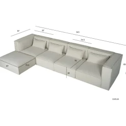 Nees modulsoffa - sittpuff - Stone White + Möbeltassar