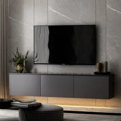 Neon TV-bänk med LED-belysning - Antracit