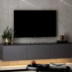 Neon TV-bänk med LED-belysning - Antracit