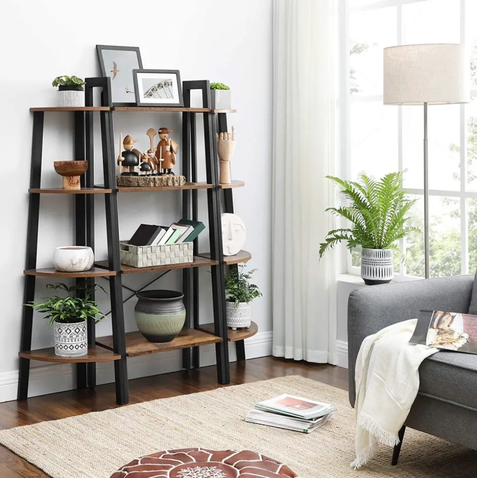 Nilla hörnsteghylla 125 cm - Brun/svart