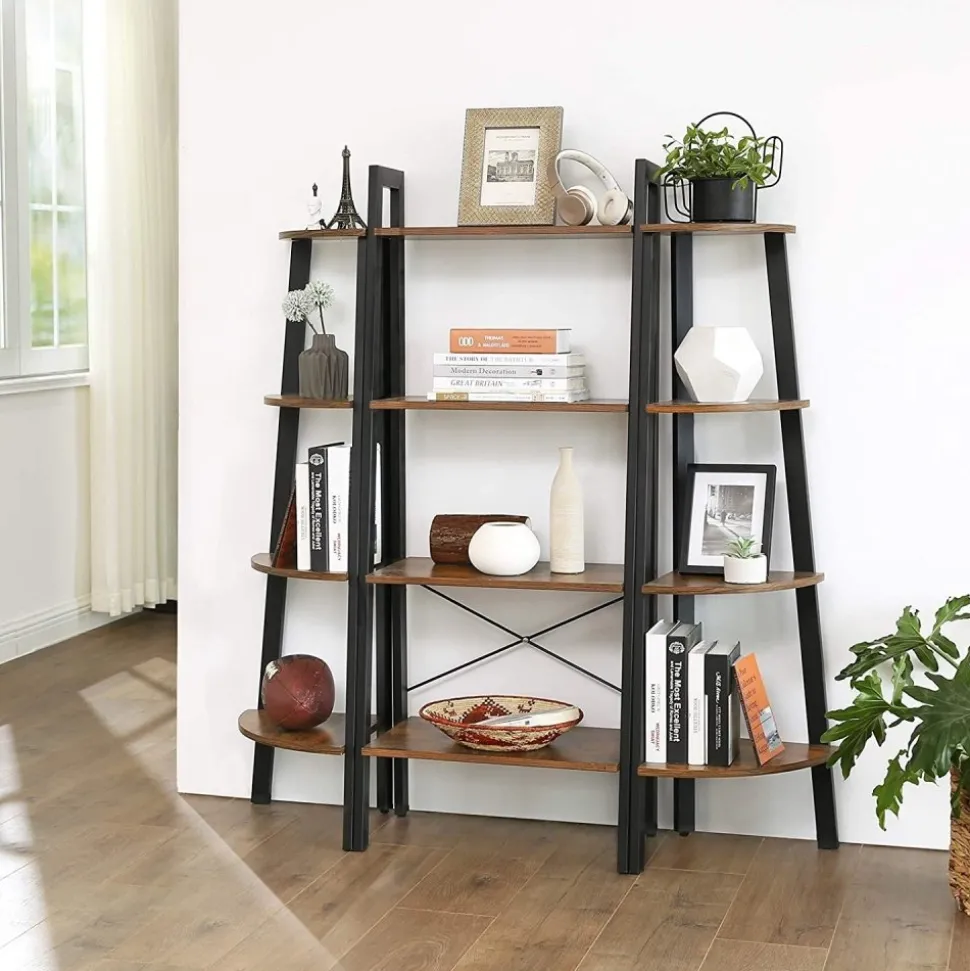 Nilla hörnsteghylla 125 cm - Brun/svart