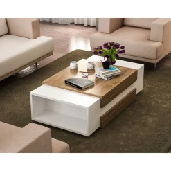 Nora soffbord 110 x 61 cm - Vit/valnöt