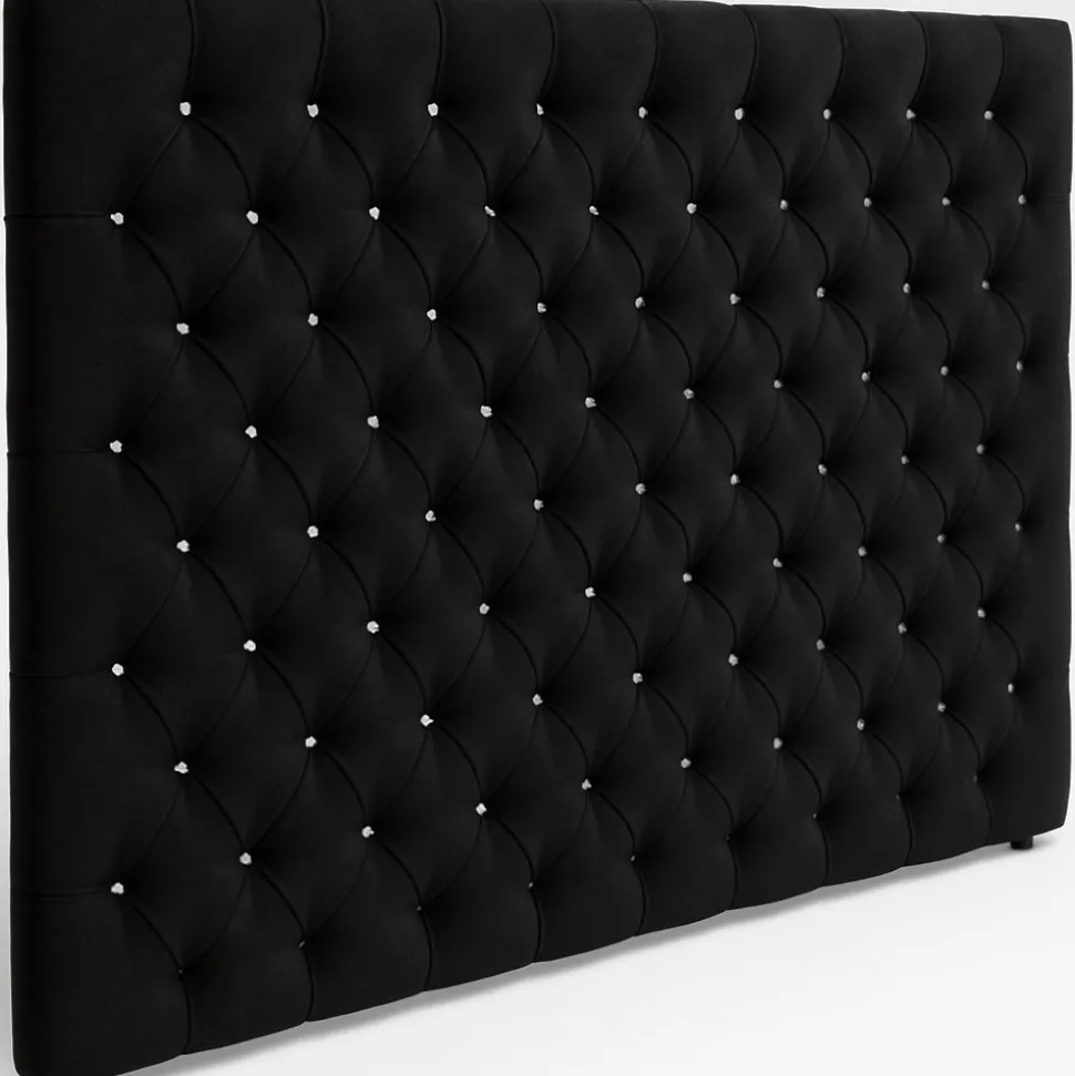 Nord sänggavel med diamantknappar - Svart sammet