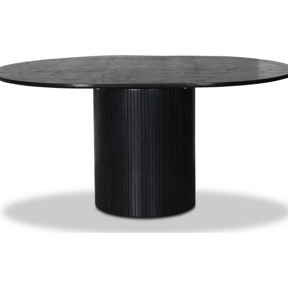 Nova förlängningsbart runt matbord Ø115-160 cm - Svartbetsad ek + 4.00 x Stolsdyna