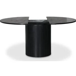 Nova förlängningsbart runt matbord Ø115-160 cm - Svartbetsad ek + 4.00 x Stolsdyna