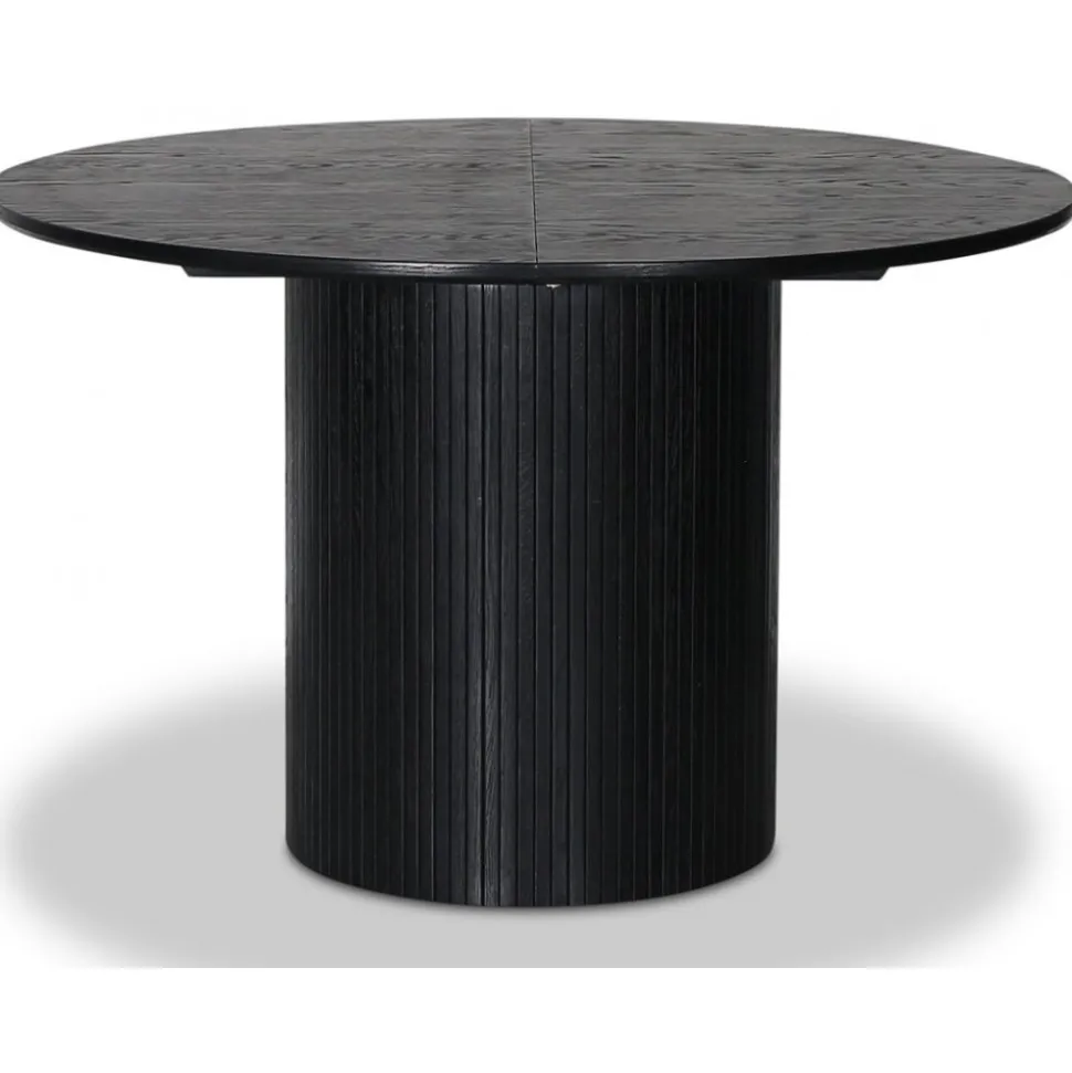 Nova förlängningsbart runt matbord Ø115-160 cm - Svartbetsad ek + Möbeltassar