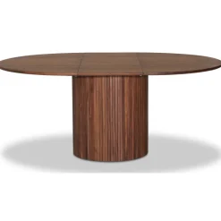 Nova matgrupp, förlängningsbart matbord Ø130-170 cm inkl 6 st Orust svarta pinnstolar - Valnöt + 4.00 x Möbeltassar