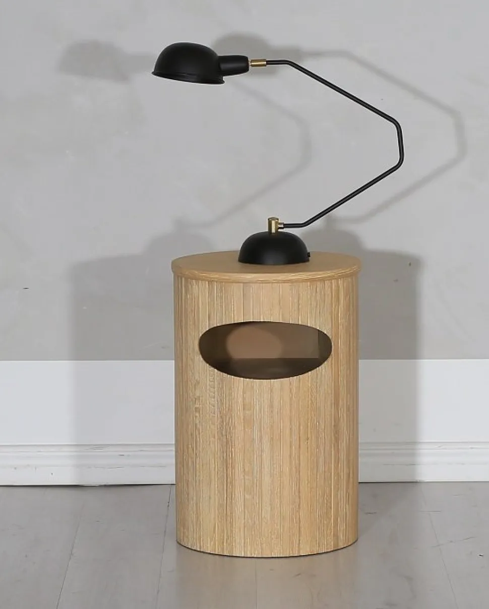 Nova runt sängbord med förvaring - Whitewash + Möbeltassar