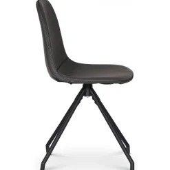 Omni matgrupp, runt matbord Ø130 cm inkl 4 st Bridge snurrbara svarta stolar - Svartbetsad ek + 4.00 x Stolsdyna