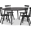 Omni matgrupp, runt matbord Ø130 cm inkl 4 st Orust svarta pinnstolar - Svartbetsad ek + 3.00 x Möbeltassar