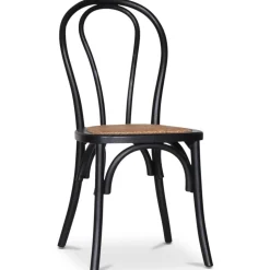 Omni matgrupp, runt matbord Ø130 cm inkl 4 st Tony svarta stolar - Svartbetsad ek + 4.00 x Stolsdyna