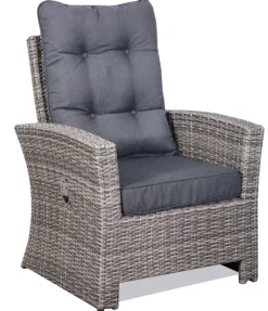 Orlando utemöbelgrupp hög rygg ställbara fåtöljer - Grå/beige + Textilrengöring för möbler