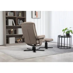 Oslo reclinerfåtölj med pall i mörkbeige tyg