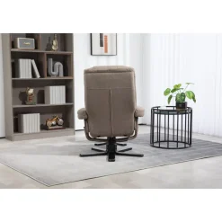 Oslo reclinerfåtölj med pall i mörkbeige tyg