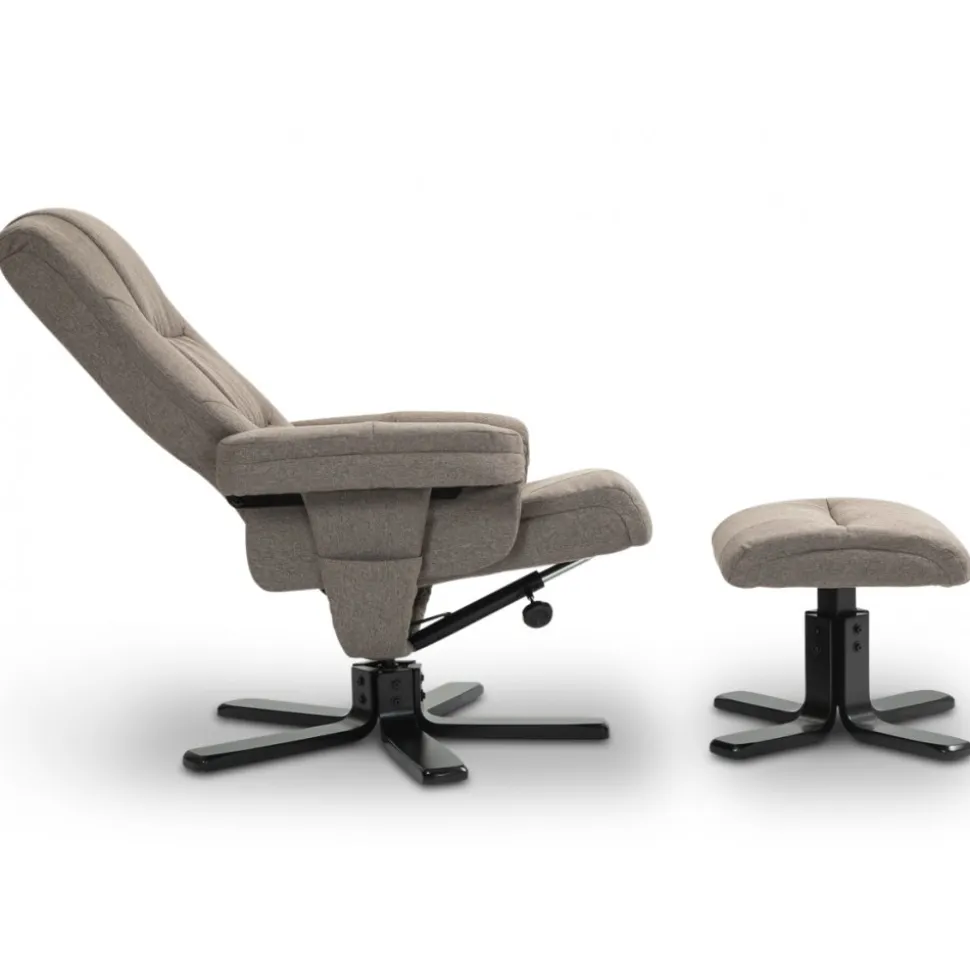Oslo reclinerfåtölj med pall i mörkbeige tyg