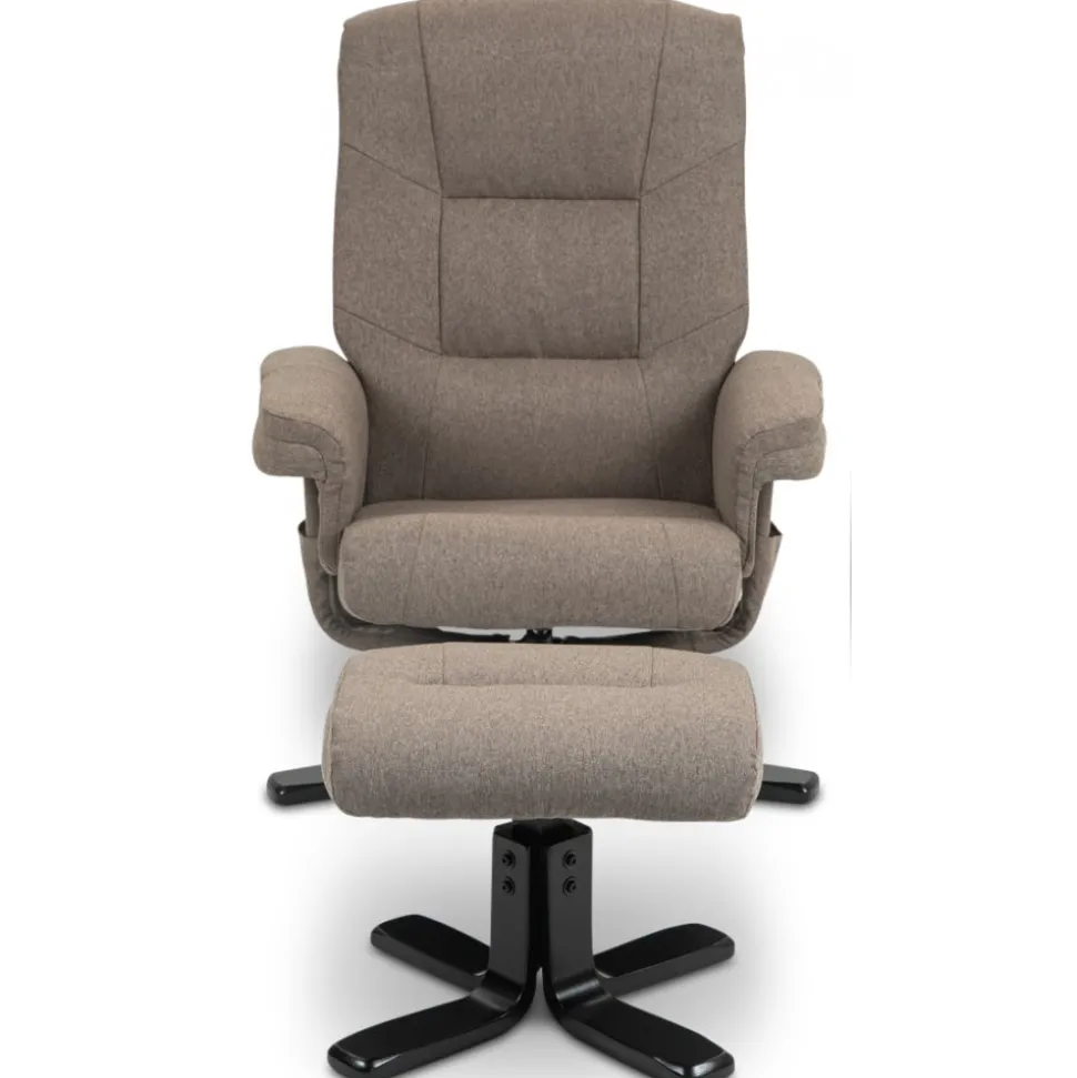 Oslo reclinerfåtölj med pall i mörkbeige tyg