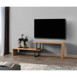 Ovit TV-bänk - Svart/furu