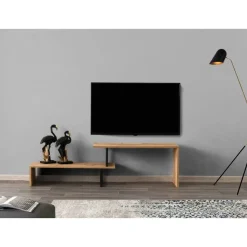 Ovit TV-bänk - Svart/furu