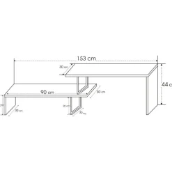 Ovit TV-bänk - Svart/furu