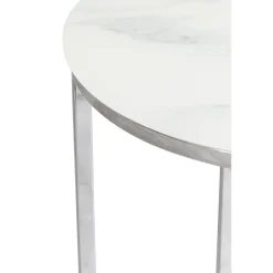 Palasso runt Lampbord Ø40 cm - Krom / Ljus marmorering + Möbeltassar