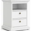 Paris smalt sängbord med 2 lådor och 1 öppet fack - Vit