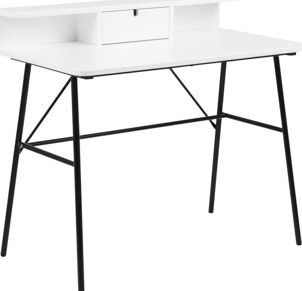 Pascal skrivbord 100x55 cm - Vit/svart + Möbeltassar