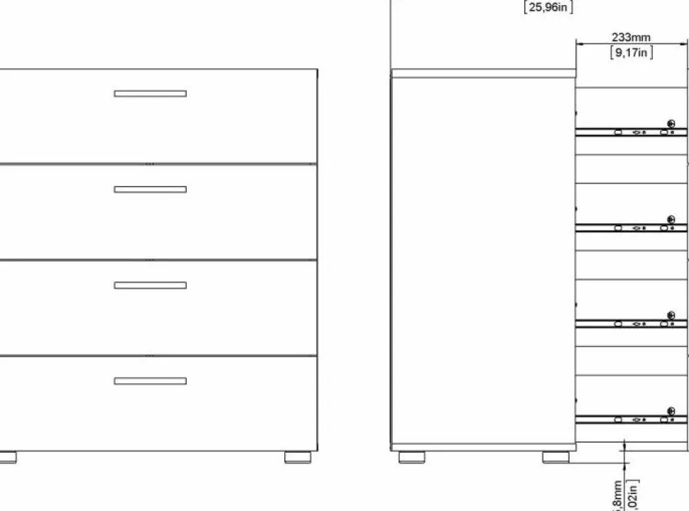 Pepe bred byrå med 4 lådor - Tryffel