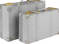 Petit vintage koffert set 2 st - Grå (Sammet) + Textilrengöring för möbler