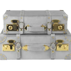 Petit vintage koffert set 2 st - Grå (Sammet) + Textilrengöring för möbler