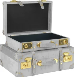 Petit vintage koffert set 2 st - Grå (Sammet)