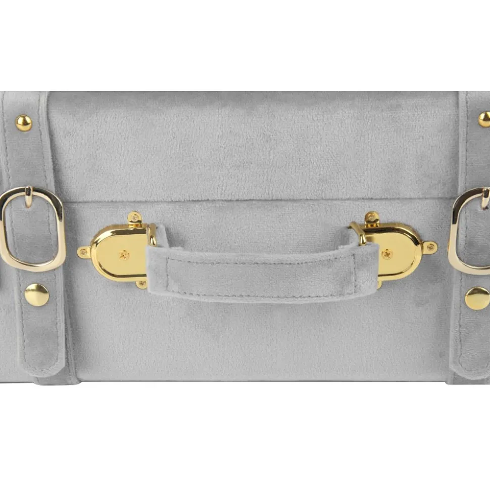 Petit vintage koffert set 2 st - Grå (Sammet) + Möbeltassar