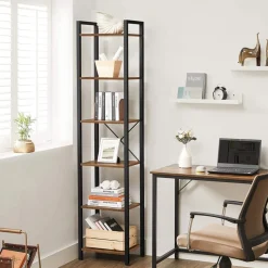 Petter bokhylla 40 x 187,5 cm - Brun/svart