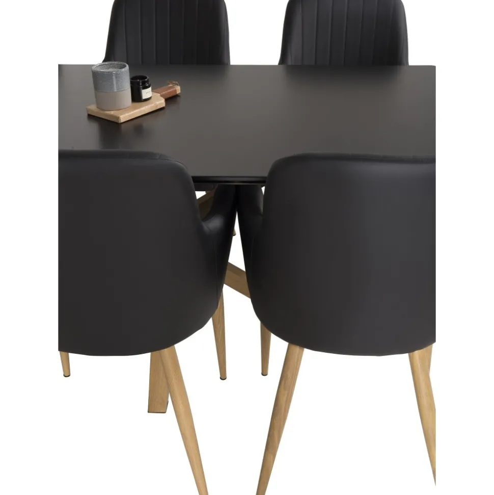 Piazza matbord 180 x 90 cm - Svart/ek-look