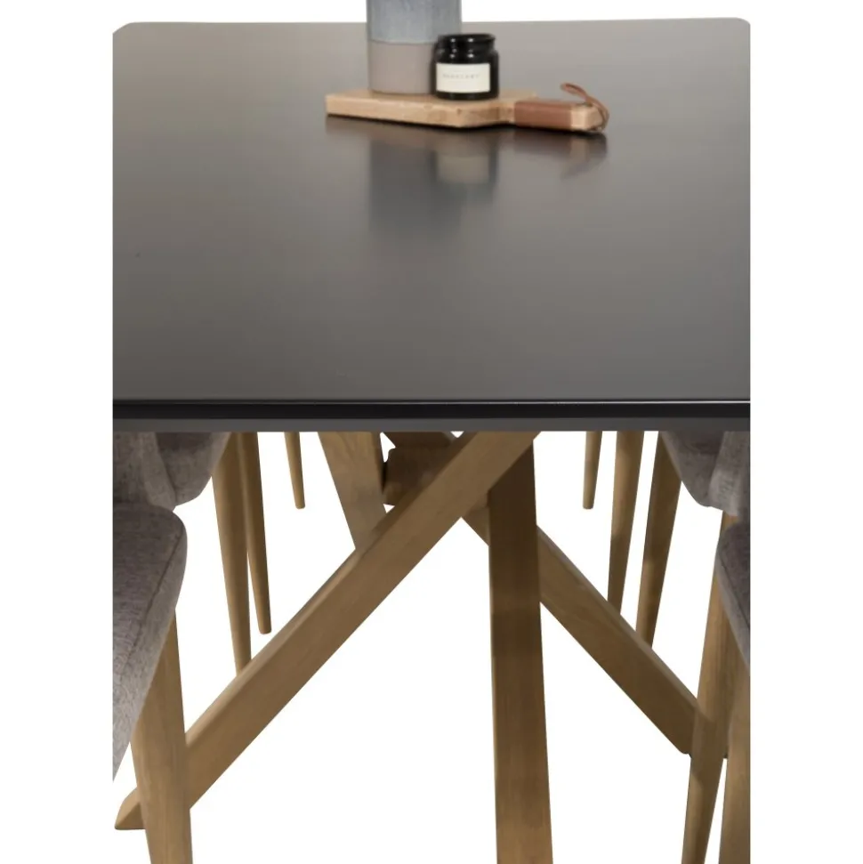 Piazza matbord 180 x 90 cm - Svart/ek-look