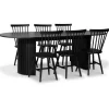 PiPi matgrupp 230 cm inkl. 6 st Karl svarta pinnstolar - Svartbetsat trä + 4.00 x Möbeltassar
