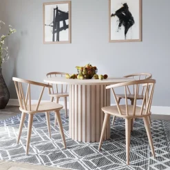 PiPi matgrupp, runt matbord Ø150 cm inkl 4 st Dalsland karmstolar - Whitewash + 3.00 x Möbeltassar