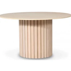 PiPi matgrupp, runt matbord Ø150 cm inkl 4 st Sara karmstolar - Whitewash + 4.00 x Stolsdyna