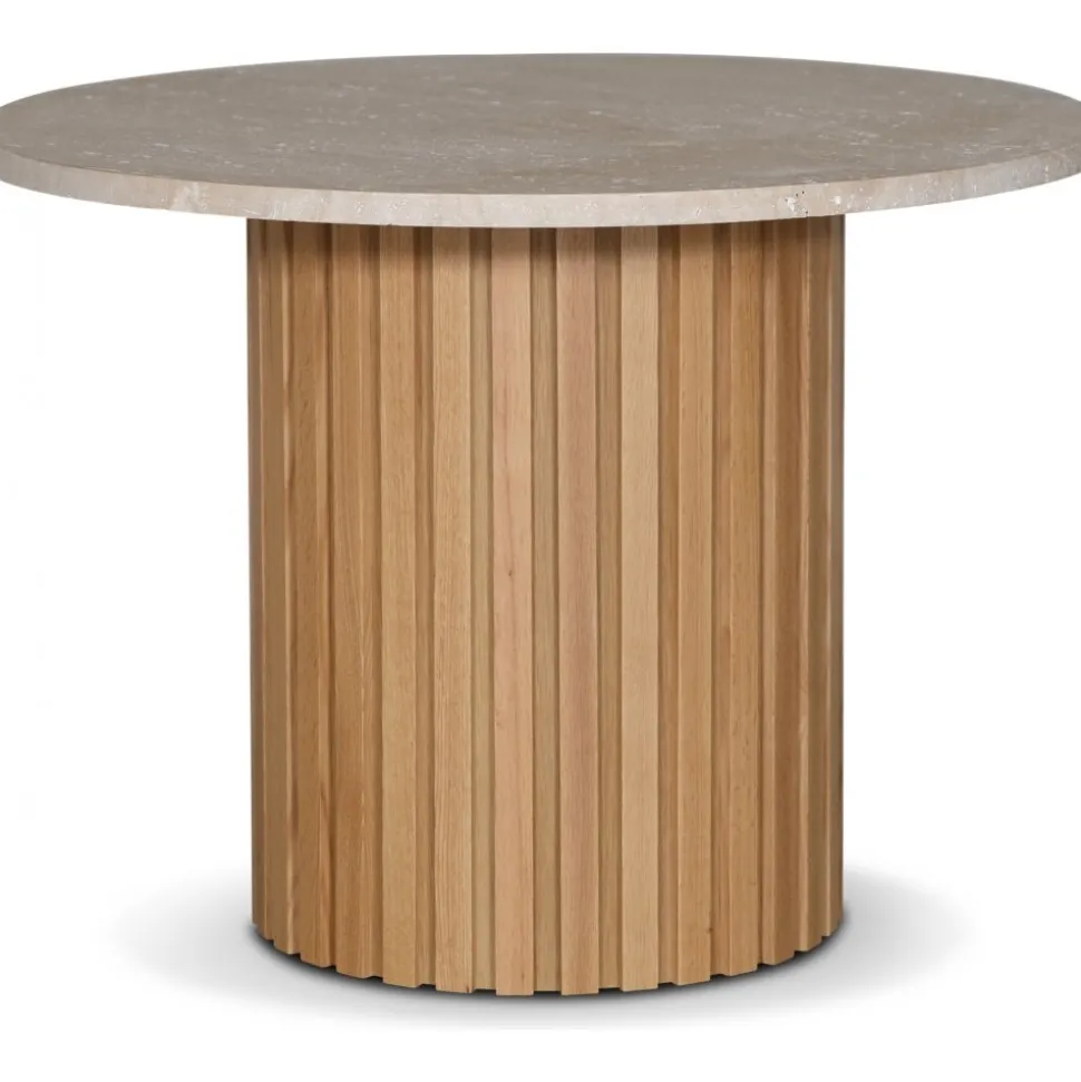 PiPi runt matbord Ø105 cm - Oljad ek / Travertin sten