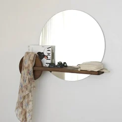 Points väggspegel med hylla - Valnöt