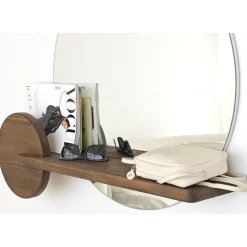 Points väggspegel med hylla - Valnöt