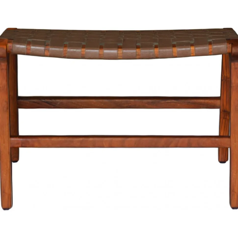 Porto Bello Fotpall Teak / Anilinläder + Fläckborttagare för möbler