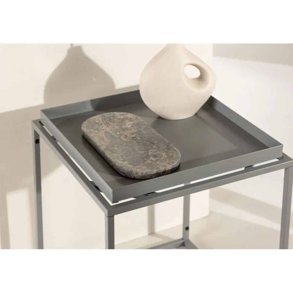 Porto sidobord 45 x 45 cm - Mörkgrå