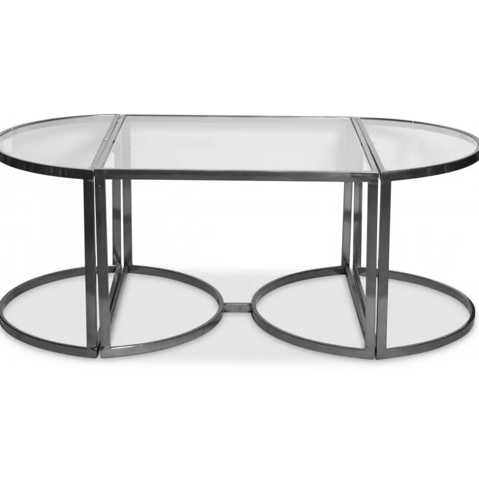 Prins soffbord och sidobord set om 3 bord - Silver/Glas