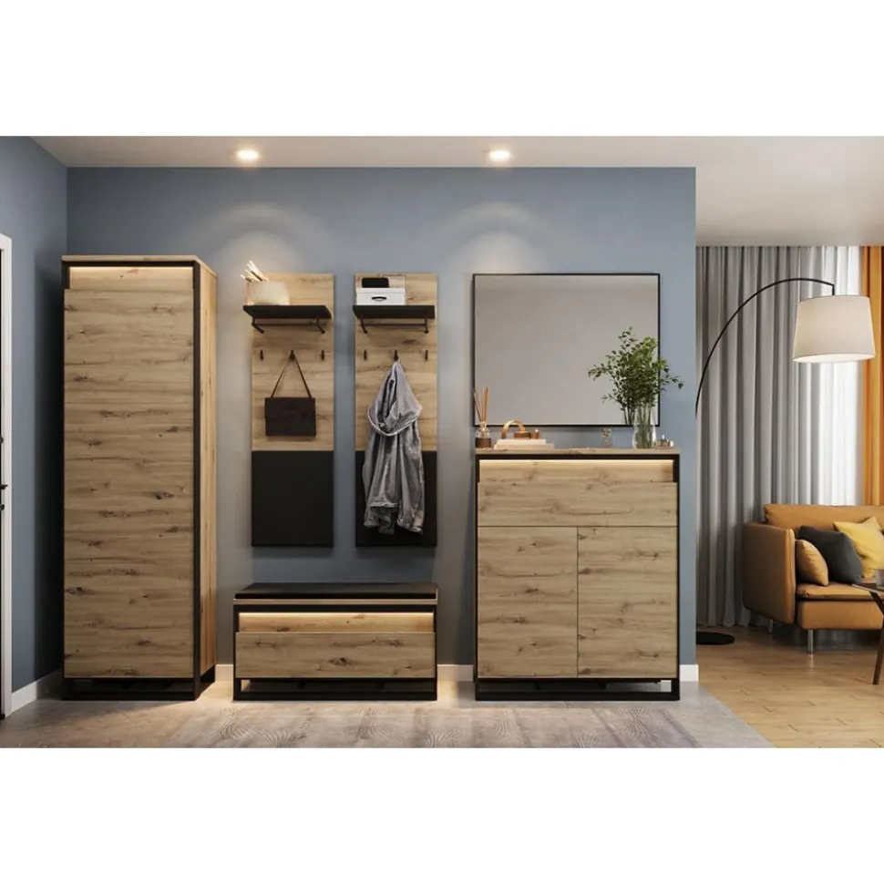 Quant hallbänk 92 cm - Artisan ek/svart