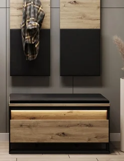 Quant hallbänk 92 cm - Artisan ek/svart