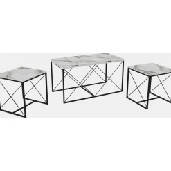 Ravina soffbord 45/100 x 45/50 cm - Vit marmor/svart