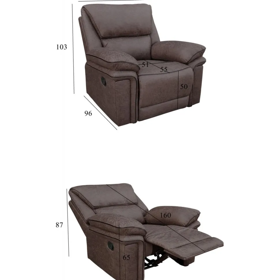 Reclinerfåtölj brun (Mikrofiber) - Riverdale + Fläckborttagare för möbler