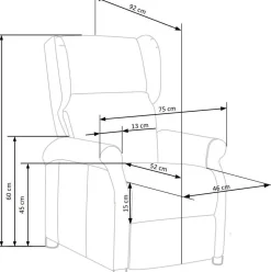 Reclinerfåtölj i blått tyg